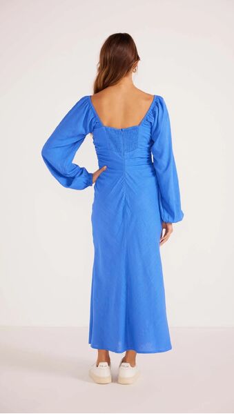 MinkPink Phoebe Ruched Midi Dress (Sapphire, XS )