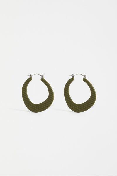Elk Earrings Perda Hoop Dark Olive