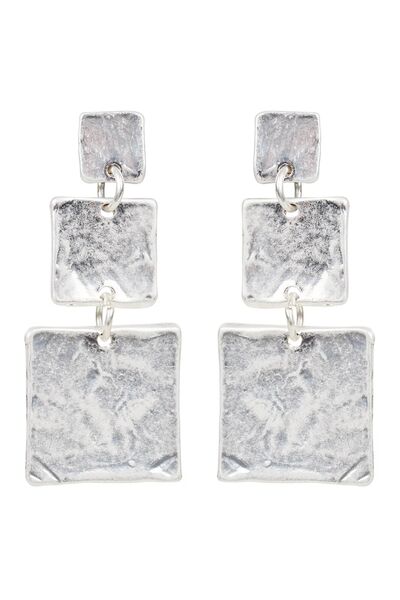 Eb & Ive Paarl Square Drop Earring - Silver