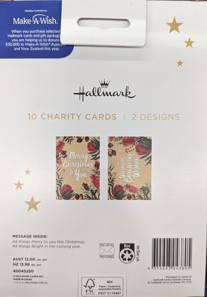 HALLMARK CHARITY CHRISTMAS CARDS - MERRY