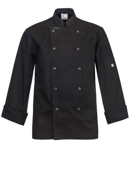 Chefs Craft Executive Chefs Lightweight Vented Jacket w/Checked Detail CJ042 (2XS, Black)