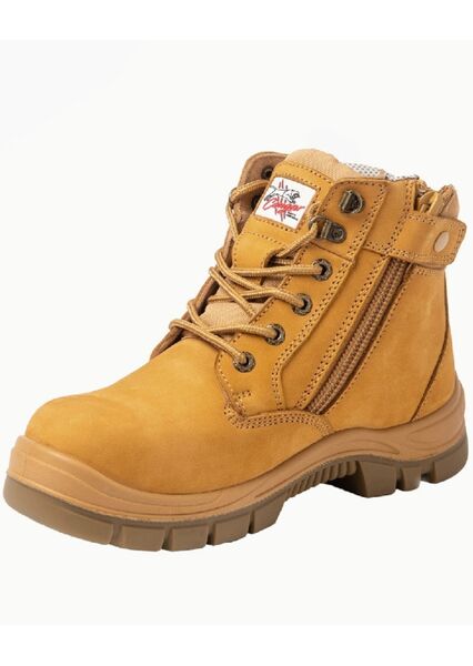 Cougar Footwear Bondi Composite Toe, Lace Up Boot with Zip - Wheat (4 MENS AU/UK)