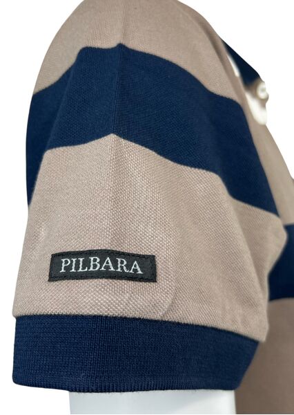 Pilbara Men's Striped Pocket Polo Short Sleeve RMPC098 (M, Royal/Navy/White)