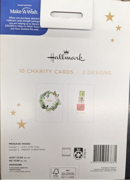HALLMARK CHARITY CHRISTMAS CARDS