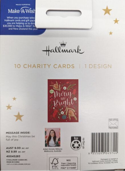 HALLMARK CHARITY CHRISTMAS CARDS - RED NATIVE