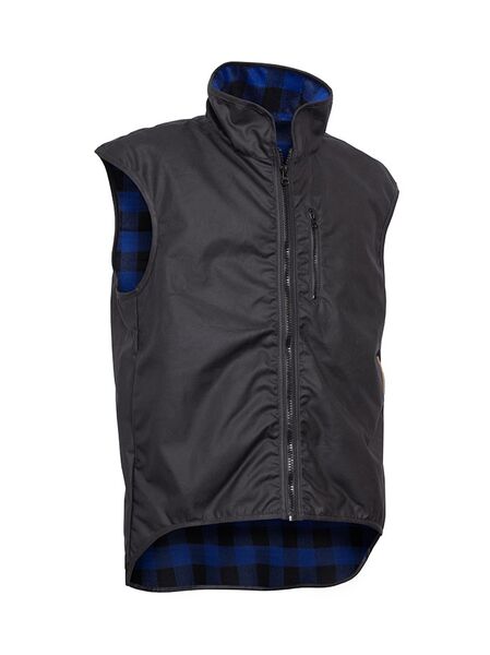STYX MILL™ Oilskin Black Wool Lined Province Vest Blue Check (5XL)