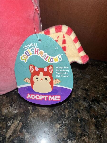 Squishmallows - Adopt Me! - Strawberry Shortcake Bat Dragon - 8 Inch Plush