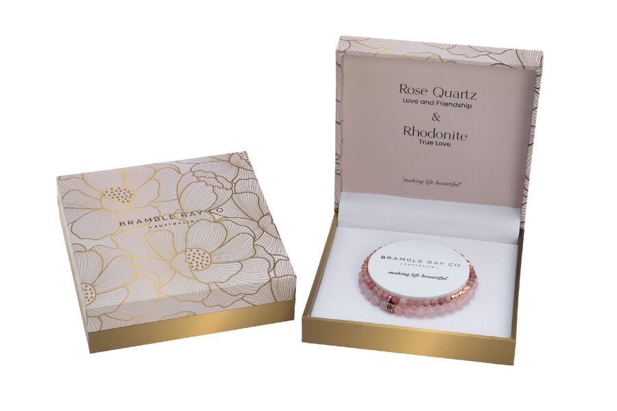 Elegance Bracelet Set - Rose Quartz & Rhodonite