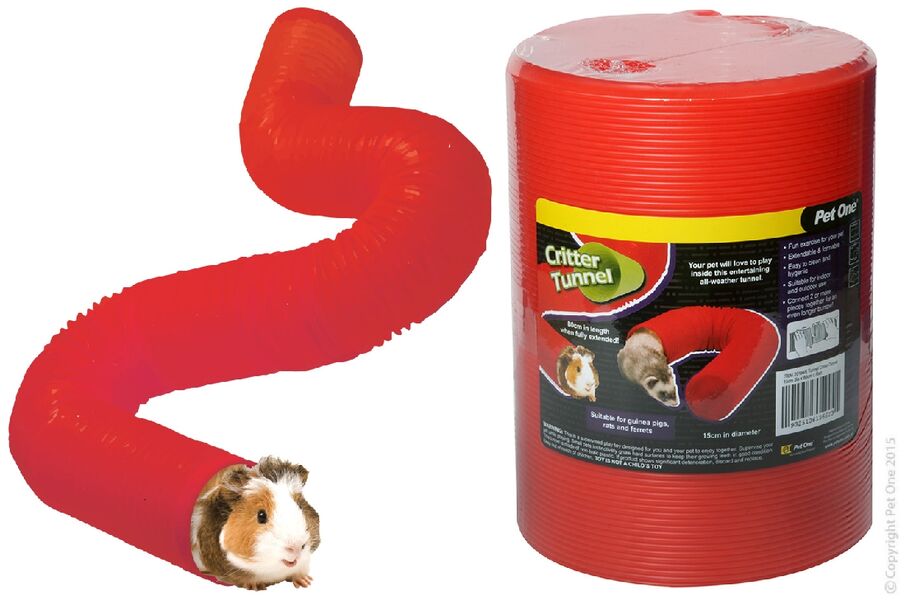 Pet One Bendable Extendable Critter Tunnel 15cm x 80cm Red Rabbit Guinea Pig Ferret Rat Toy